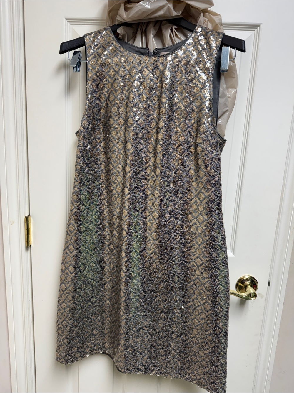 Banana Republic Metallic Gold Sequin Sleeveless Shift Dress
